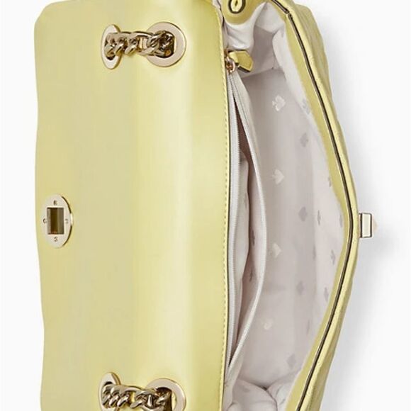 Kate Spade Nathalia Quilted Flap Crossbody Bag in PALE LIME GREEN - Picture 6 of 11